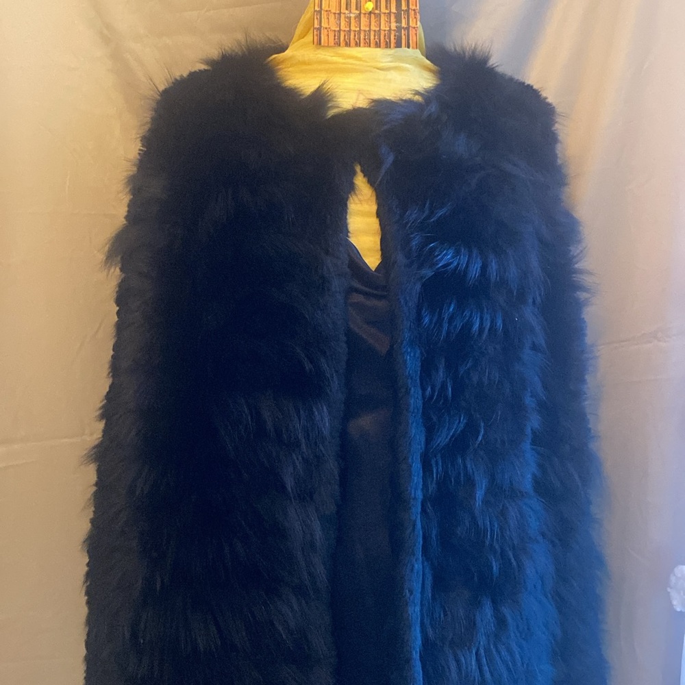 Black Faux Fur Cout with Sleeveless Design